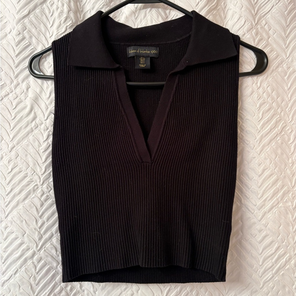 Black Textured Knit Top